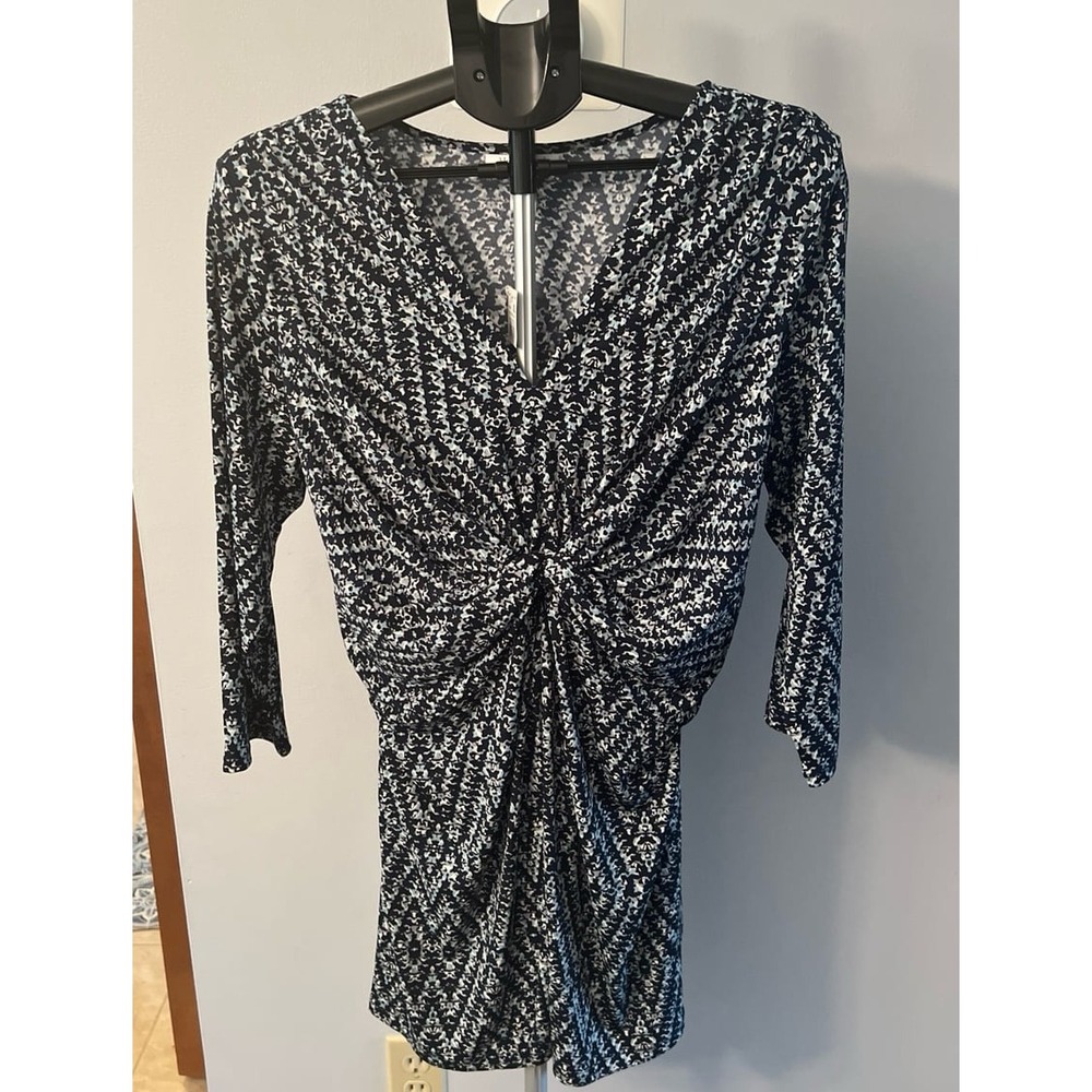 NWT Motherhood Maternity Navy Blue/Light Blue quarter sleeve dress size large